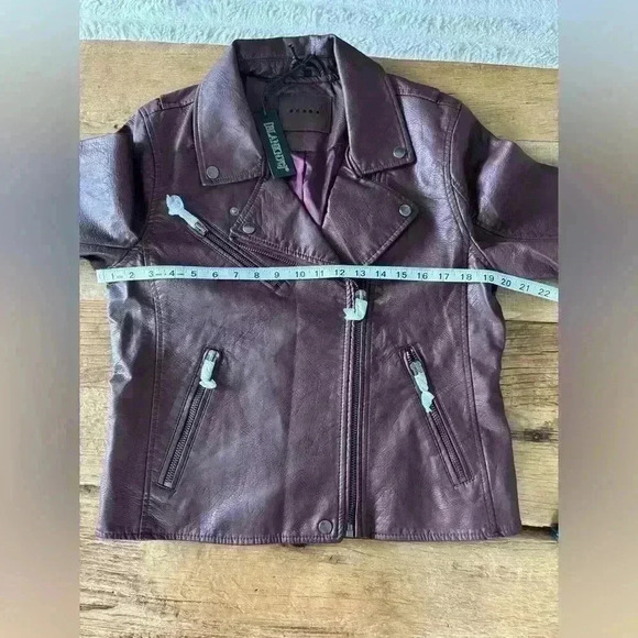 NWT Blank NYC Vegan Leather Moto Jacket ~ Large ~ Burgundy/Maroon - Picture 8 of 9